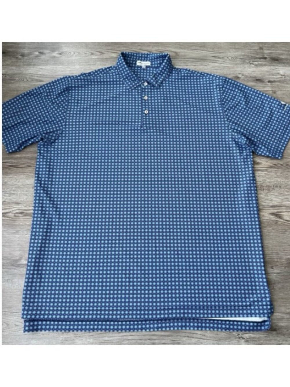 Peter Millar Summer Comfort Polo Shirt Mens 2XL Phoenician Club Logo Blue Print